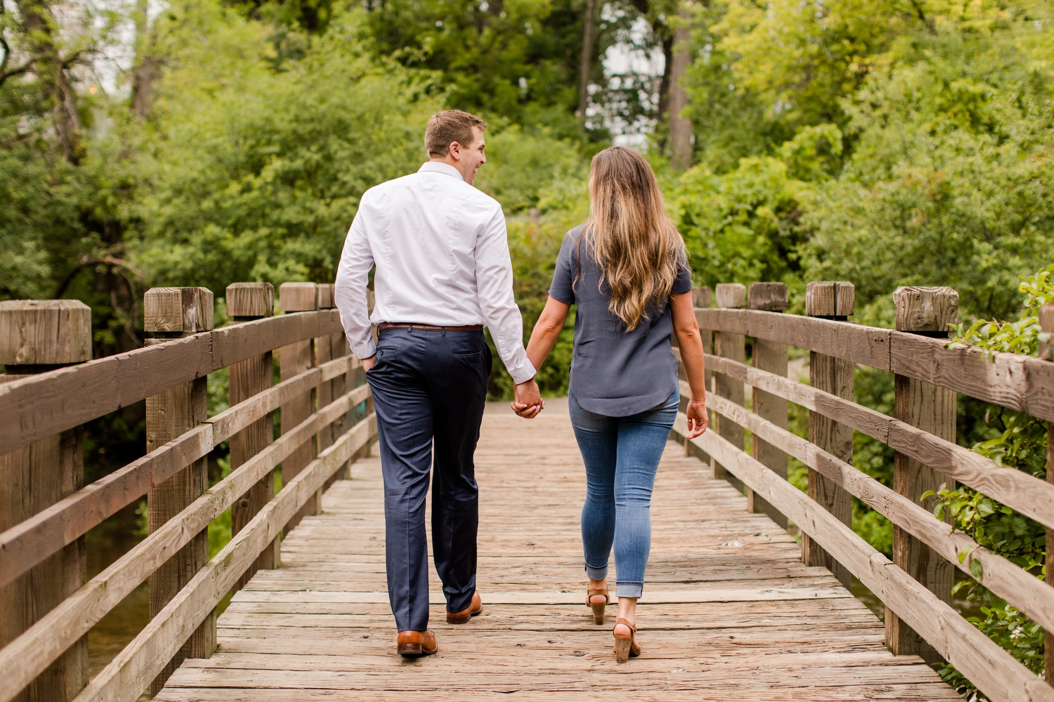 Stone Arch Bridge Minneapolis Engagement Session, Rainy engagement session