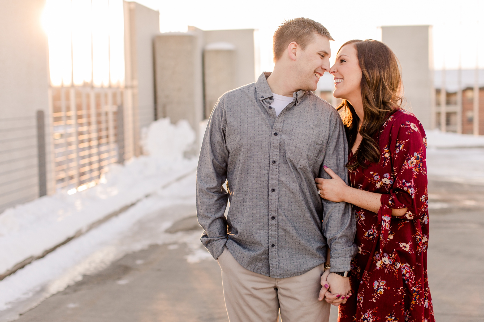 Downtown Fargo Engagement Session, Winter engagement photos, Brittney and Caleb